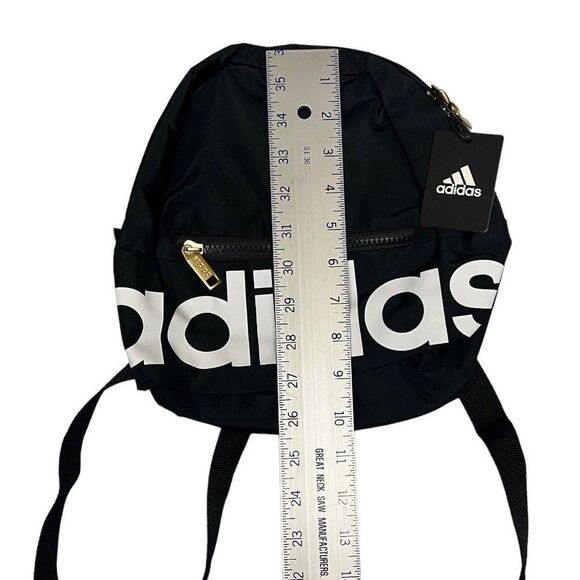 New Adidas Linear Mini Backpack in Black, White and Gold Classic Travel Everyday main image 4